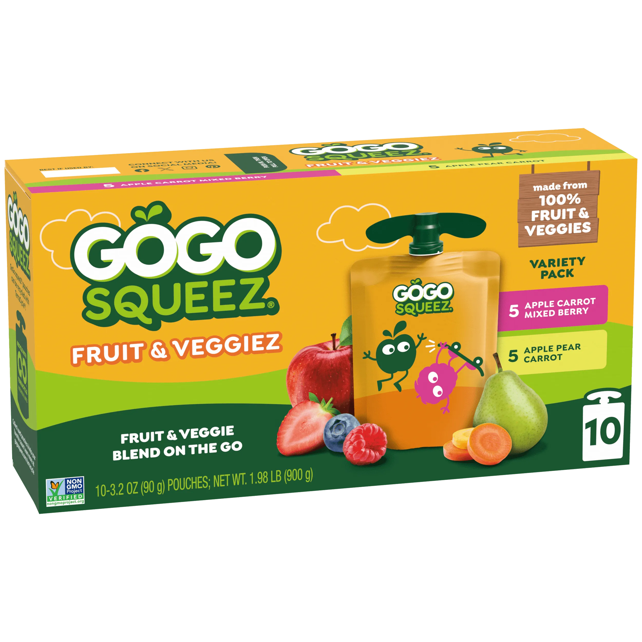 「GOGO!」 Apple Pear Carrot & Apple Carrot Mixed Berry Variety Pack | GoGo