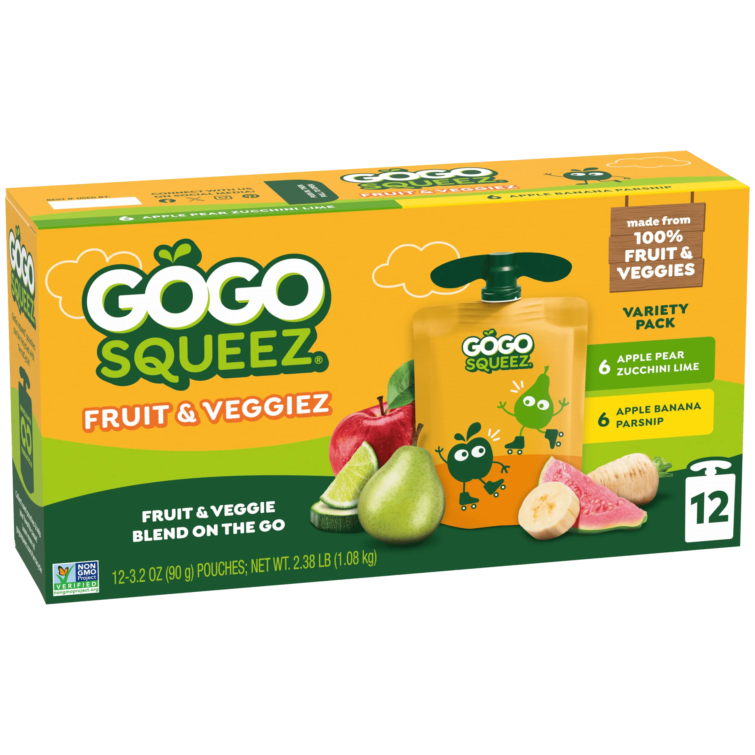 「GOGO!」 Fruit & VeggieZ Apple Pear Zucchini Lime & Apple Banana Parsnip