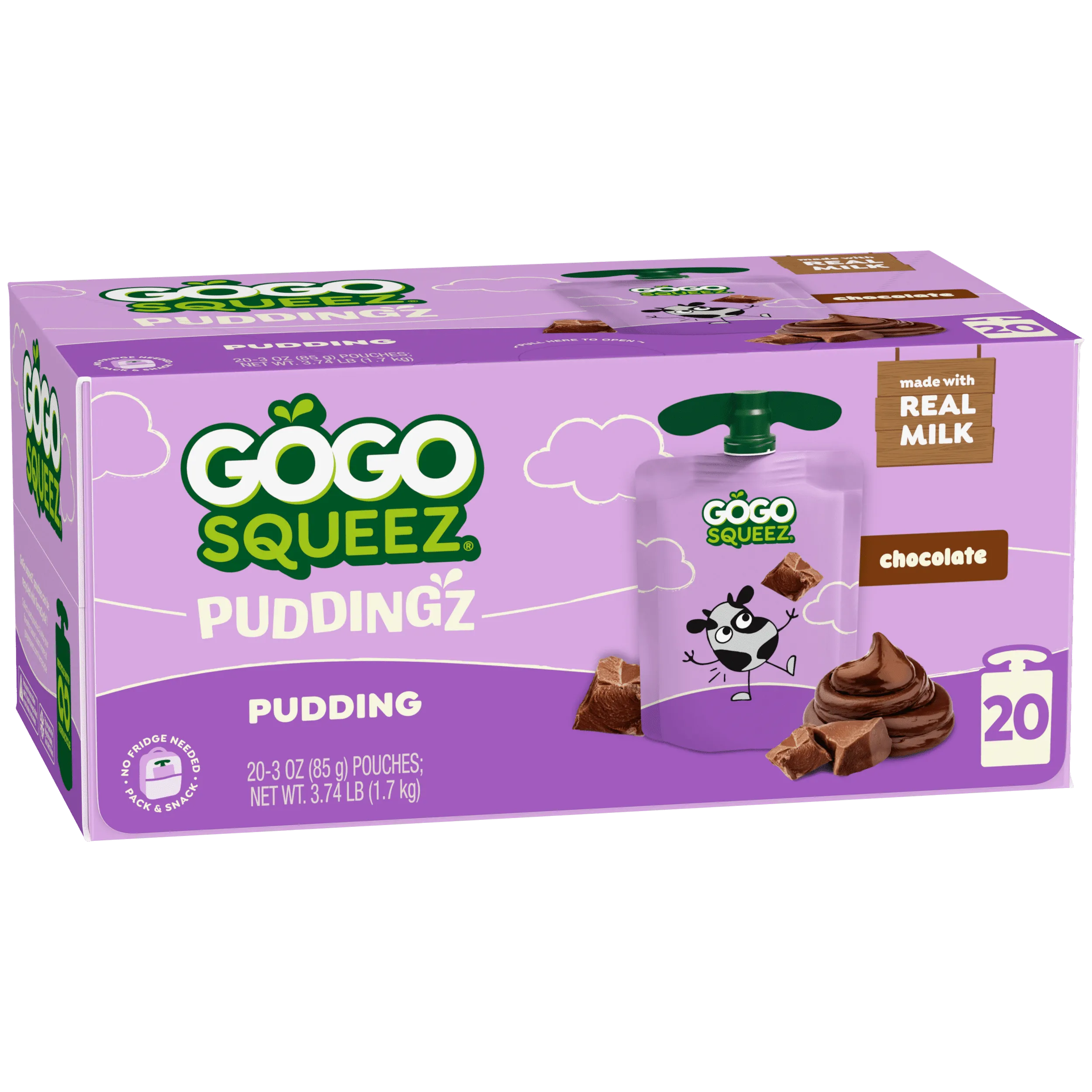 ＥＹＥ　ＰＵＤＤＩＮＧ＋　　８本纏め売り PuddingZ Chocolate | Squeeze Pudding Pouches | GoGo SqueeZ®