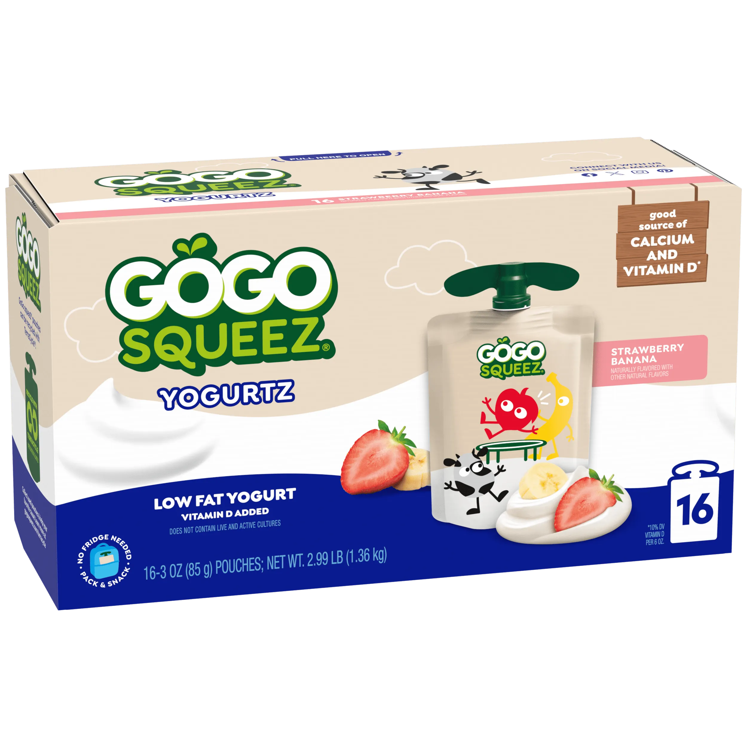 YogurtZ Squeeze Pouches Strawberry Banana Flavor | GoGo SqueeZ®