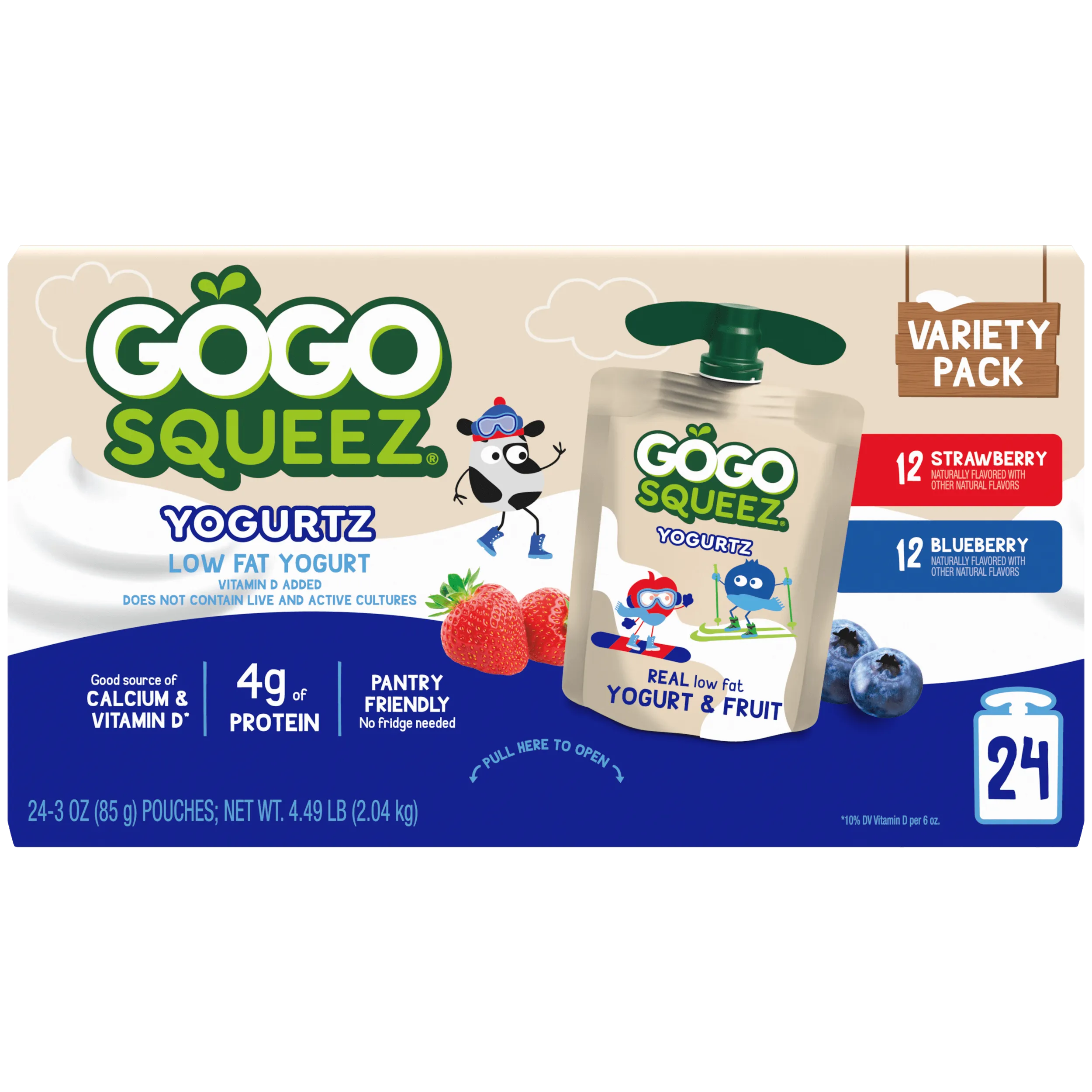 YogurtZ Pouches Strawberry, Blueberry Variety Pack | GoGo
