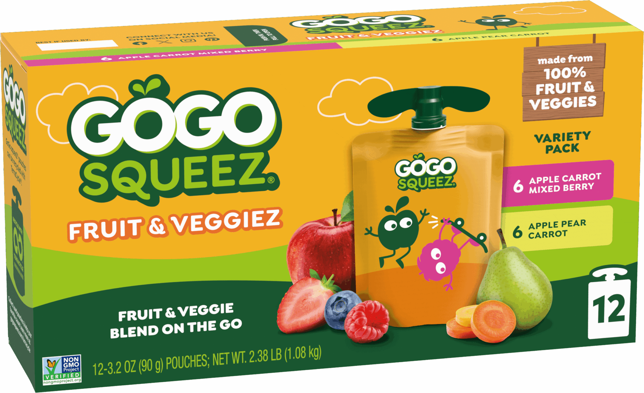 Apple Pear Carrot & Apple Carrot Mixed Berry Variety Pack | GoGo