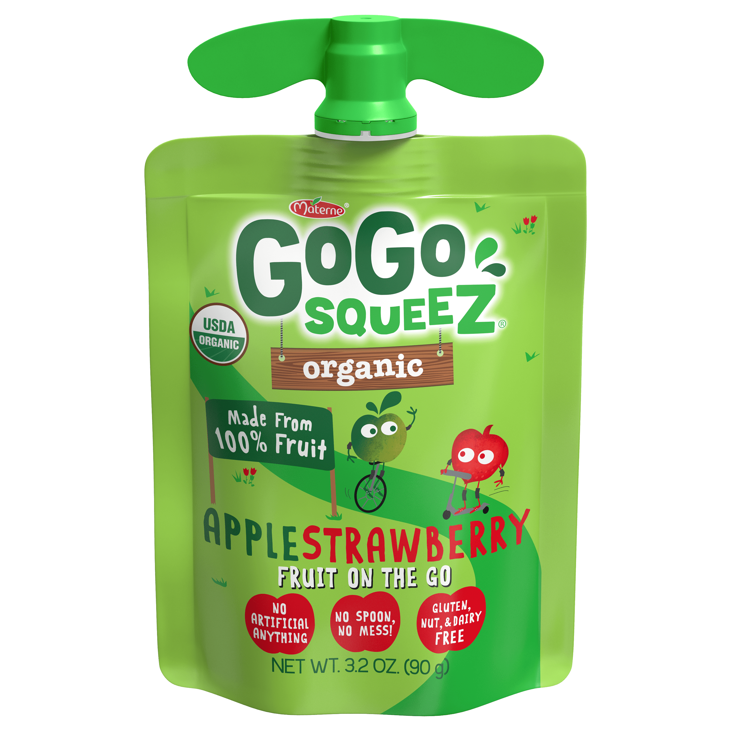 Gogo Squeez Pouches Fruit Blend Snack Organic Apple Strawberry Flavor