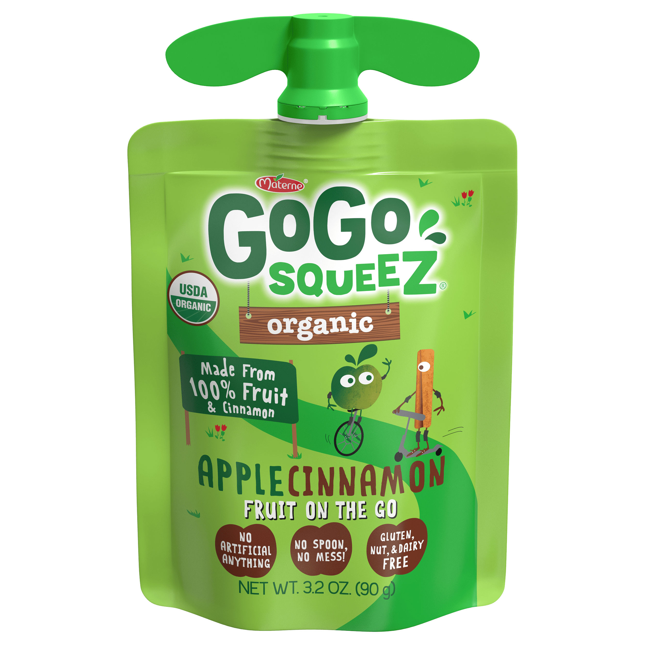 Gogo Squeez Pouches Fruit Blend Snack Organic Apple Cinnamon Flavor