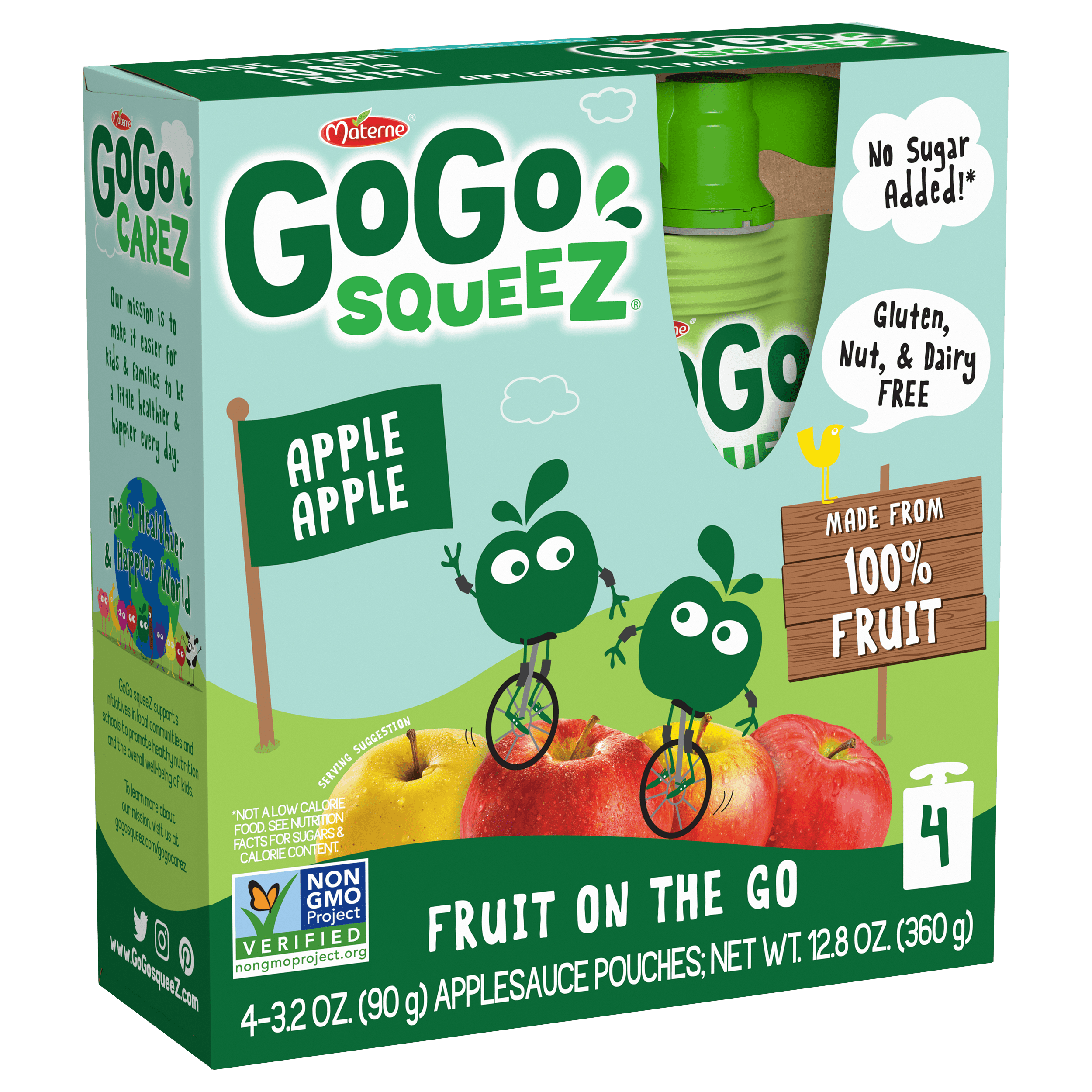 Gogo Squeez Pouches Fruit Blend Snack Apple Apple 4 pack Product Box