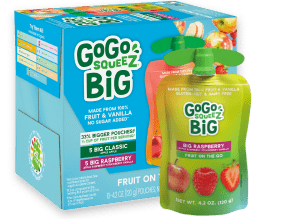 Gogo Squeez Pouches BIG squeeZ BIG Raspberry Flavor