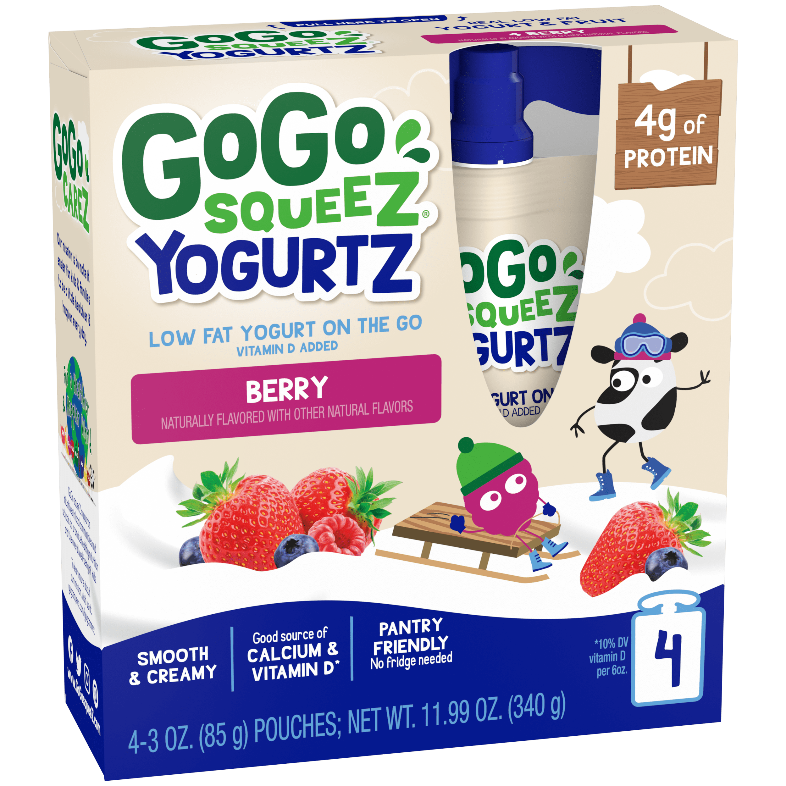 Gogo Squeez Pouches Yogurtz Berry 4 pack Product Box