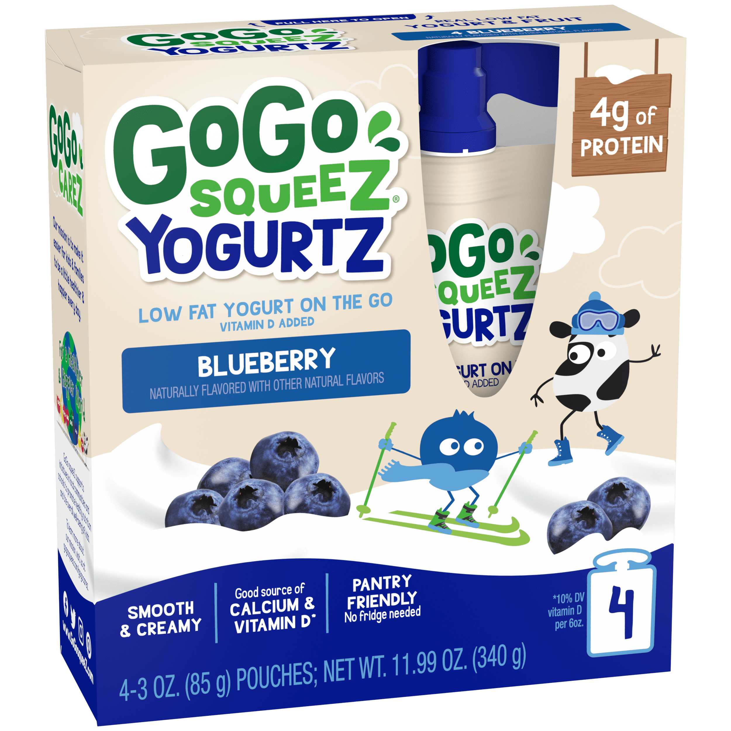 Gogo Squeez Pouches Yogurtz Blueberry 4 pack Product Box