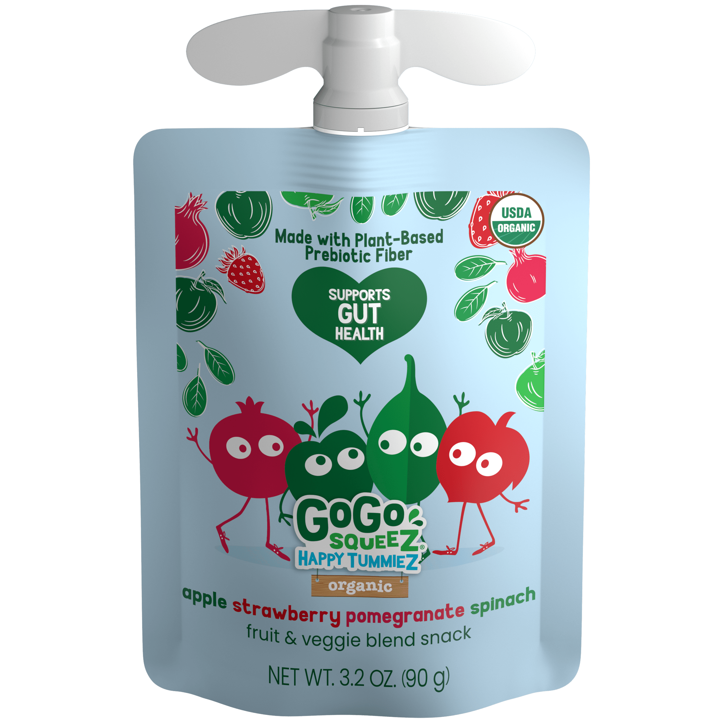 Gogo Squeez Pouches Happy tummieZ Organic Apple Strawberry Pomegranate Spinach Flavor