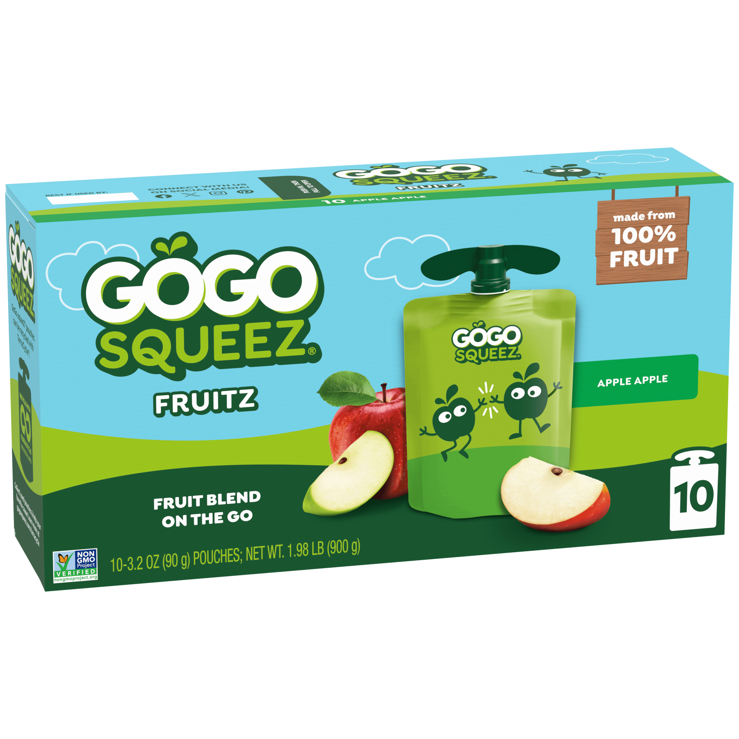 GoGo squeeZ® Apple Apple Applesauce Pouches - 10 pack product box