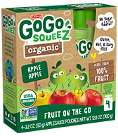 Gogo Squeez Pouches Fruit Blend Snack Organic Apple Apple 4 pack Product Box