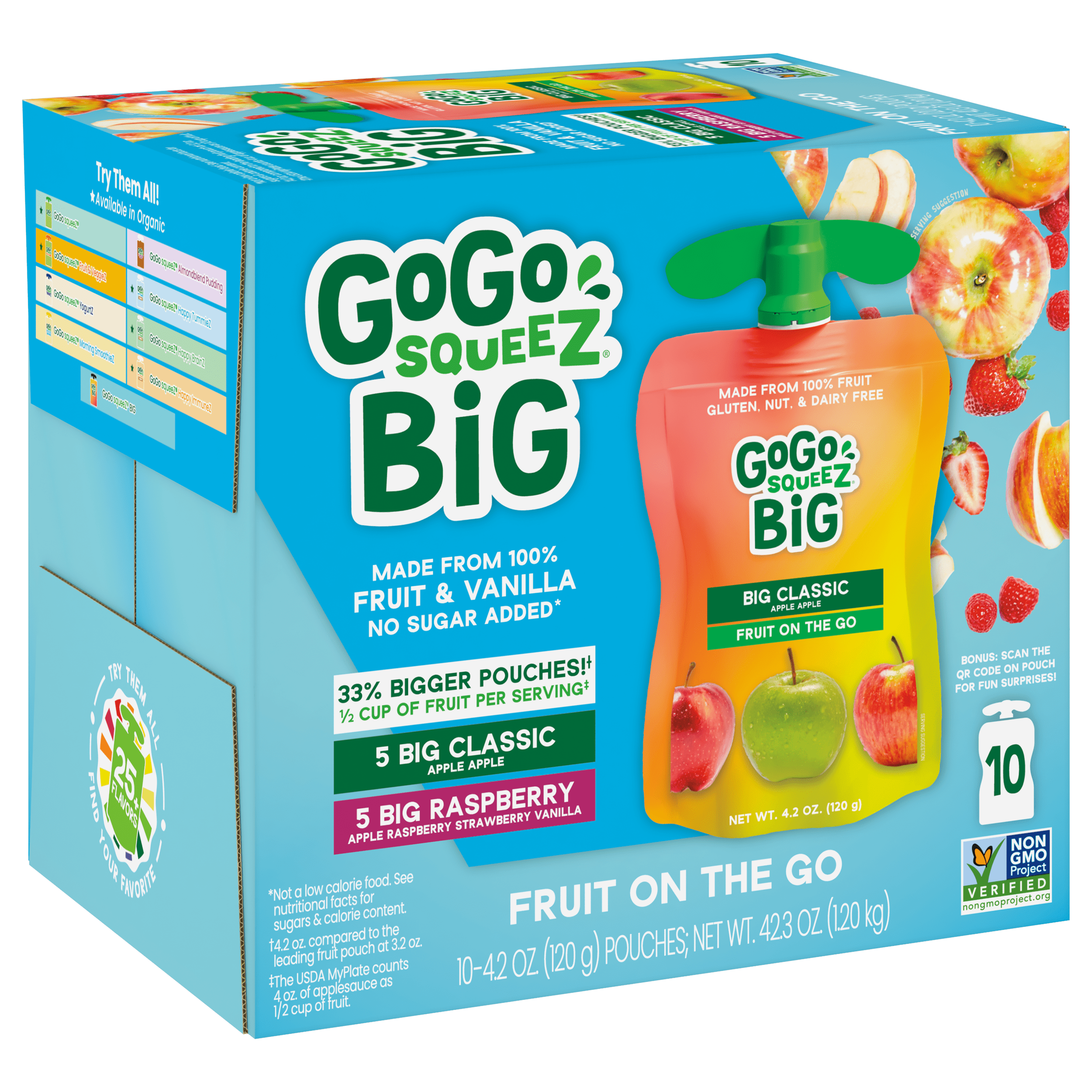 Gogo Squeez Pouches BIG squeeZ BIG Classic & BIG Raspberry 10 Pack Variety Pack Box