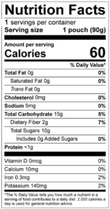 GoGo SqueeZ Fruits & VeggieZ Organic Pedal Peach Nutrition Facts