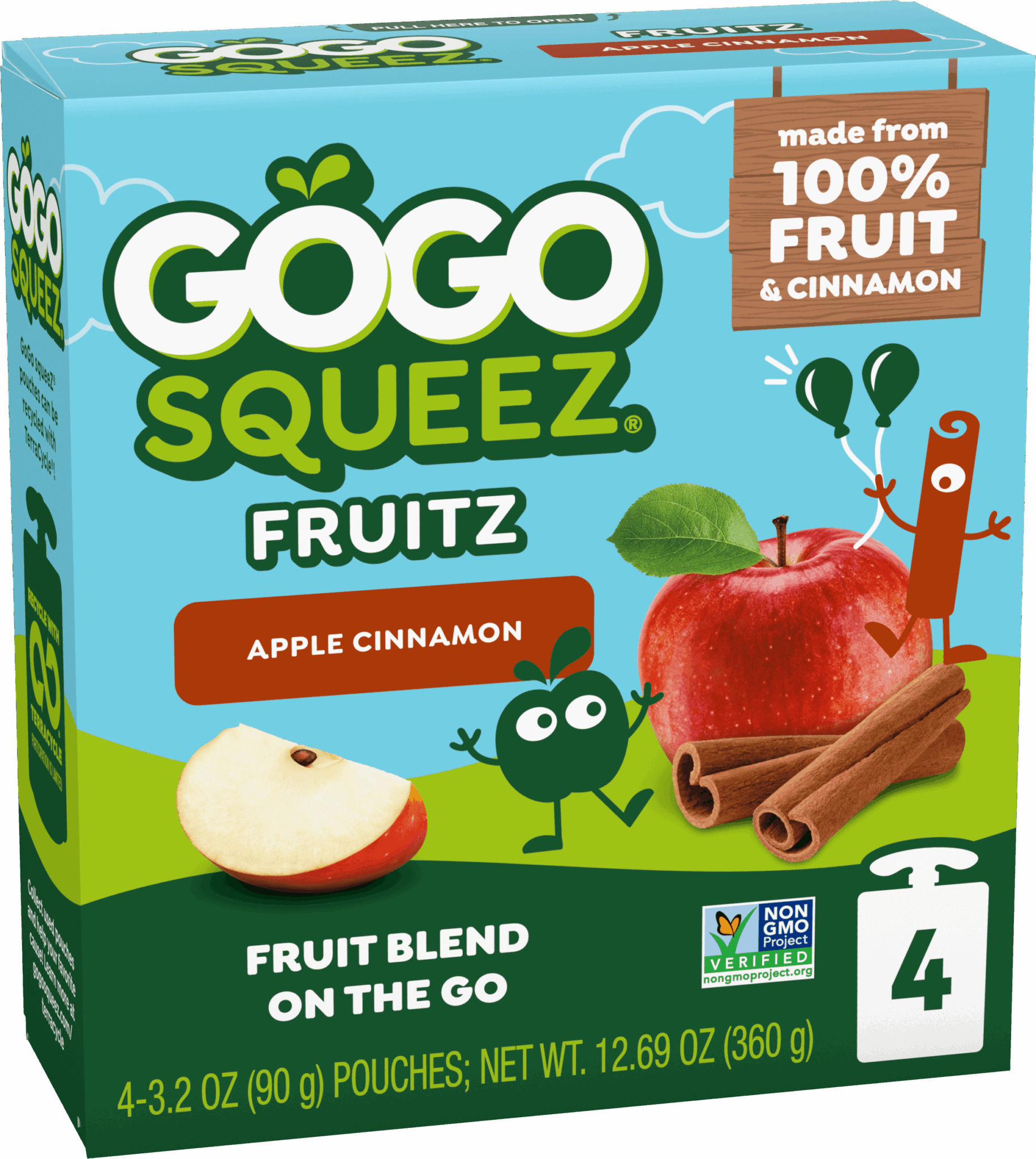 GoGo squeeZ® Apple Cinnamon Applesauce 4 pack product box