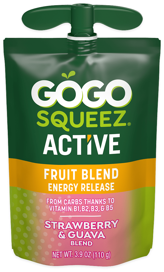 GoGo Squeez Active Fruit Blend -- Energy Release with B Vitamins: Strawberry Guava flavor single pouch