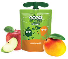 GoGo Squeez FruitZ Apple Mango Applesauce Pouch with new logo