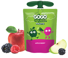 GoGo Squeez FruitZ Apple Berry Applesauce Pouch with new logo