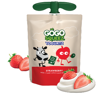GoGo Squeez YogurtZ Strawberry Flavored Pouch with new logo