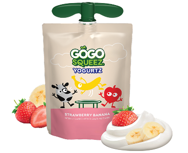 GoGo Squeez YogurtZ Strawberry Banana Flavored Pouch with new logo