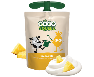 GoGo SqueeZ YogurtZ Pineapple Flavor Pouch with new logo