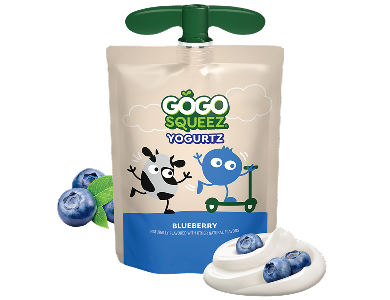 GoGo SqueeZ YogurtZ Blueberry Flavor Pouch with new logo