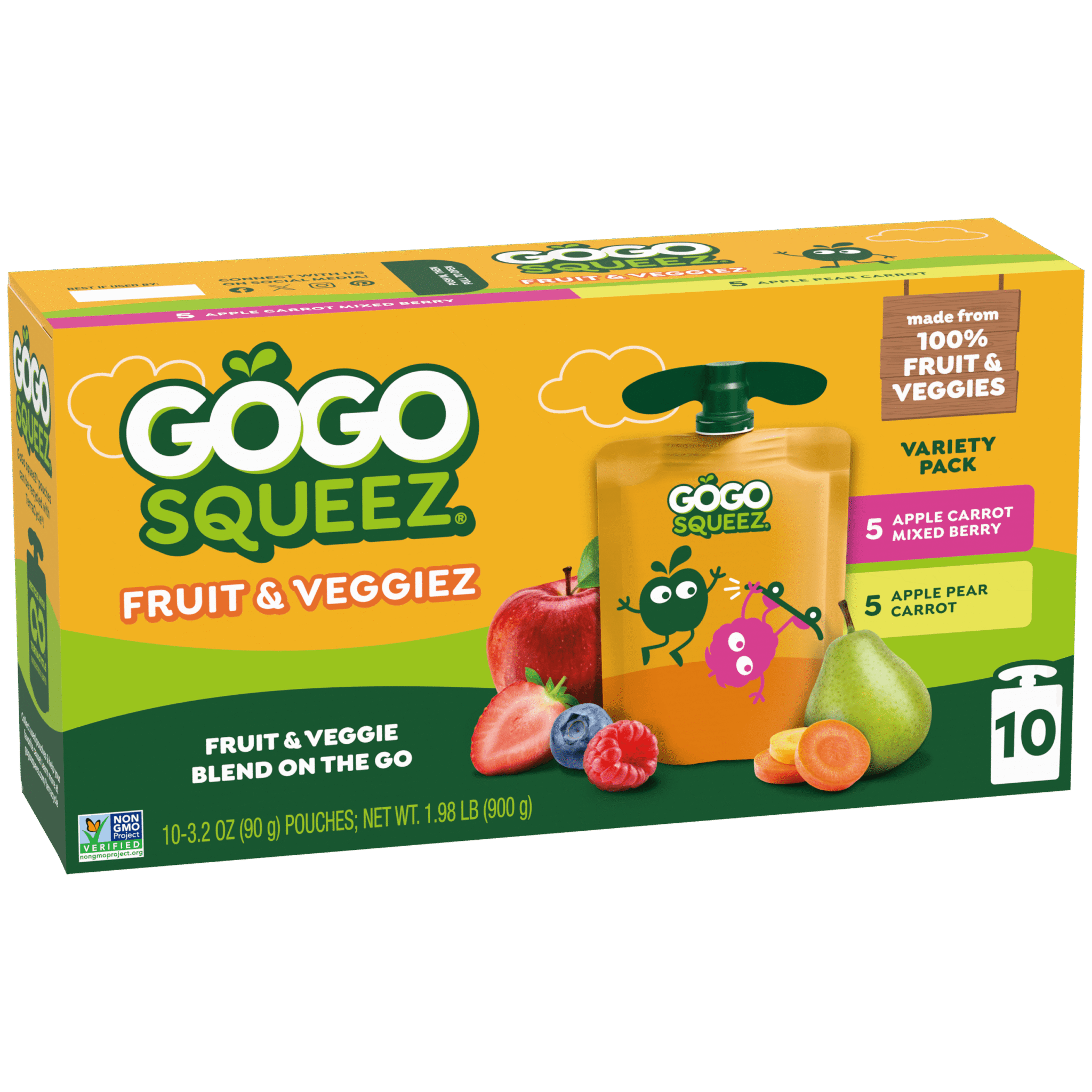 Apple Pear Carrot & Apple Carrot Mixed Berry Variety Pack | GoGo