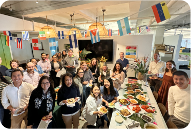 Gogo Squeez employees celebrating in the office