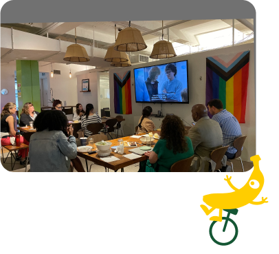 Gogo Squeez employees at the office