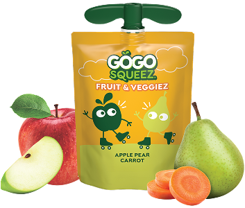 GoGo Squeez Fruit & VeggieZ Apple Pear Carrot Applesauce Pouch with new logo