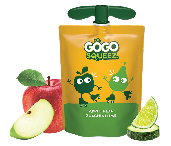 GoGo Squeez Fruit & VeggieZ Apple Pear Zucchini Lime Applesauce Pouch with new logo