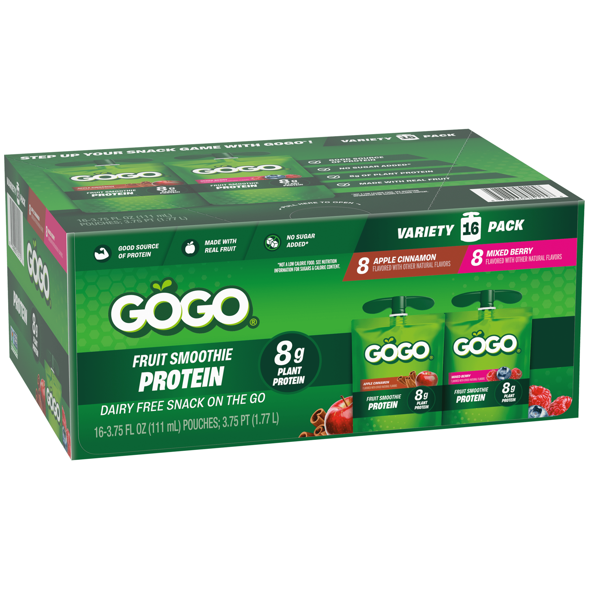 GoGo Dairy-Free Protein Apple Cinnamon & Mixed Berry 16 Pack