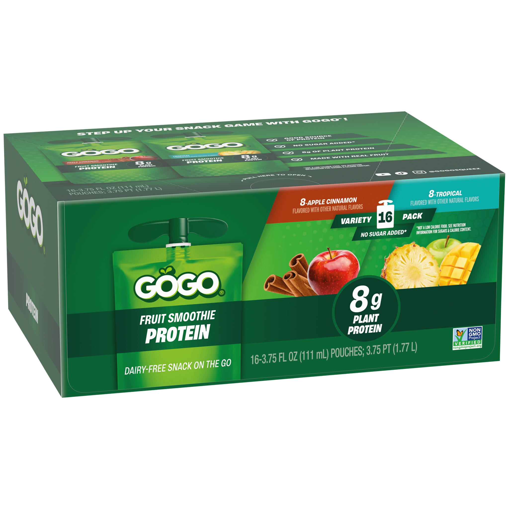 GoGo® Dairy-Free Protein Apple Cinnamon & Tropical 16 Pack