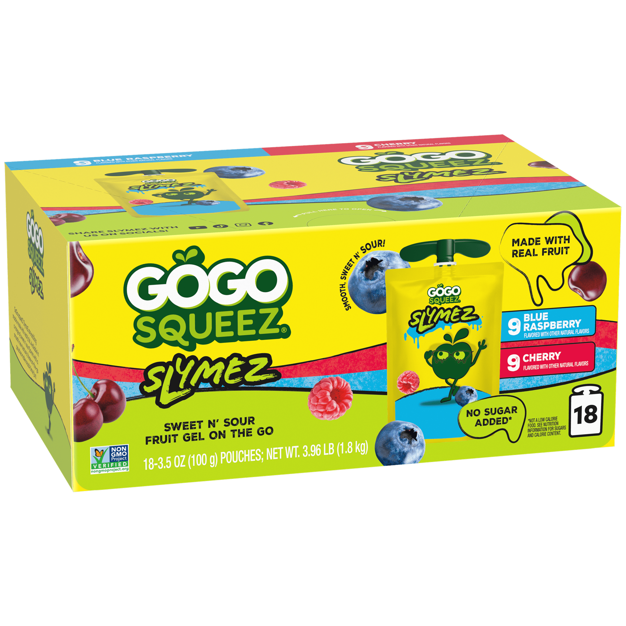 GoGo squeeZ Slymez Blue Raspberry & Cherry 18 Pack