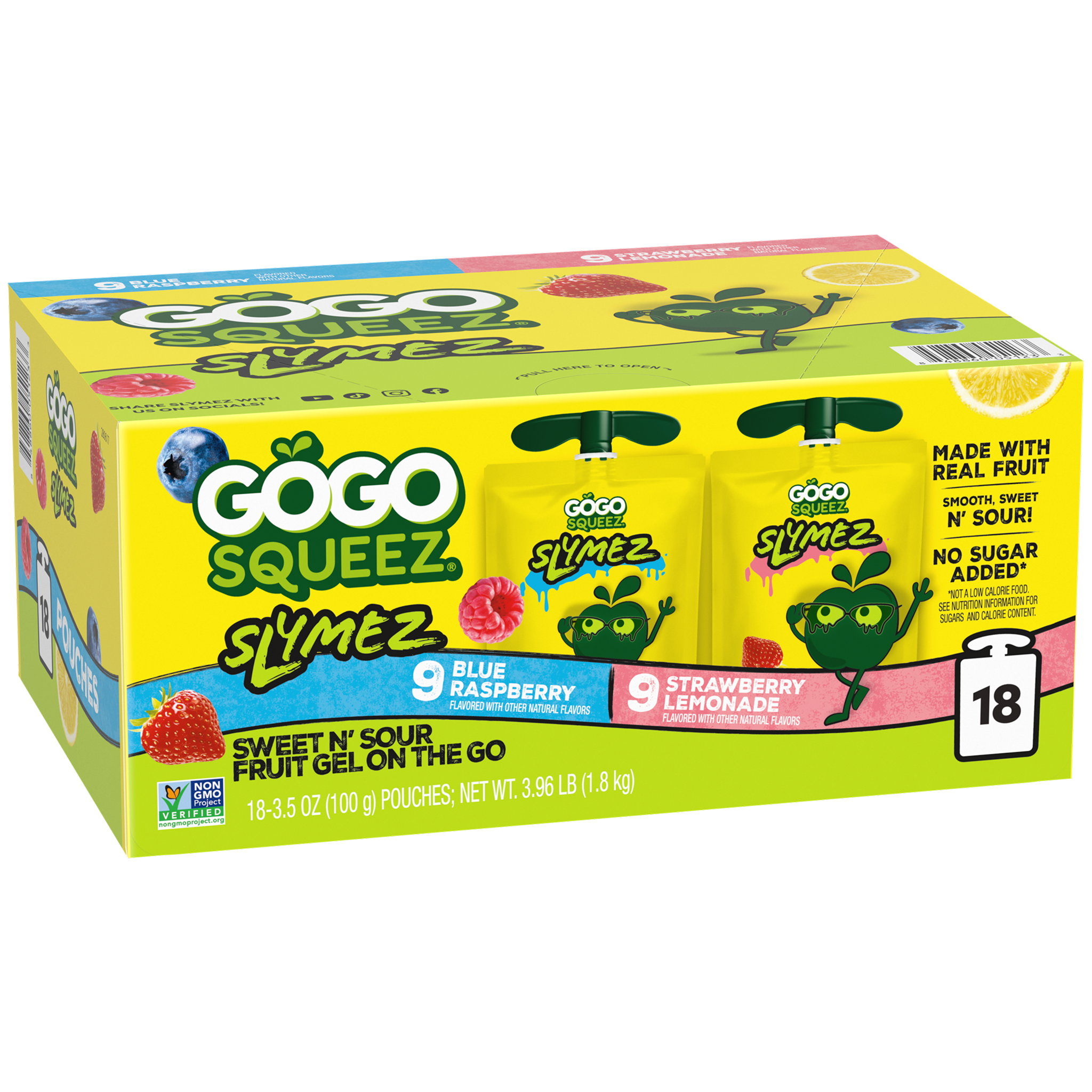 GoGo squeeZ Slymez Blue Raspberry & Strawberry Lemonade 18 Pack