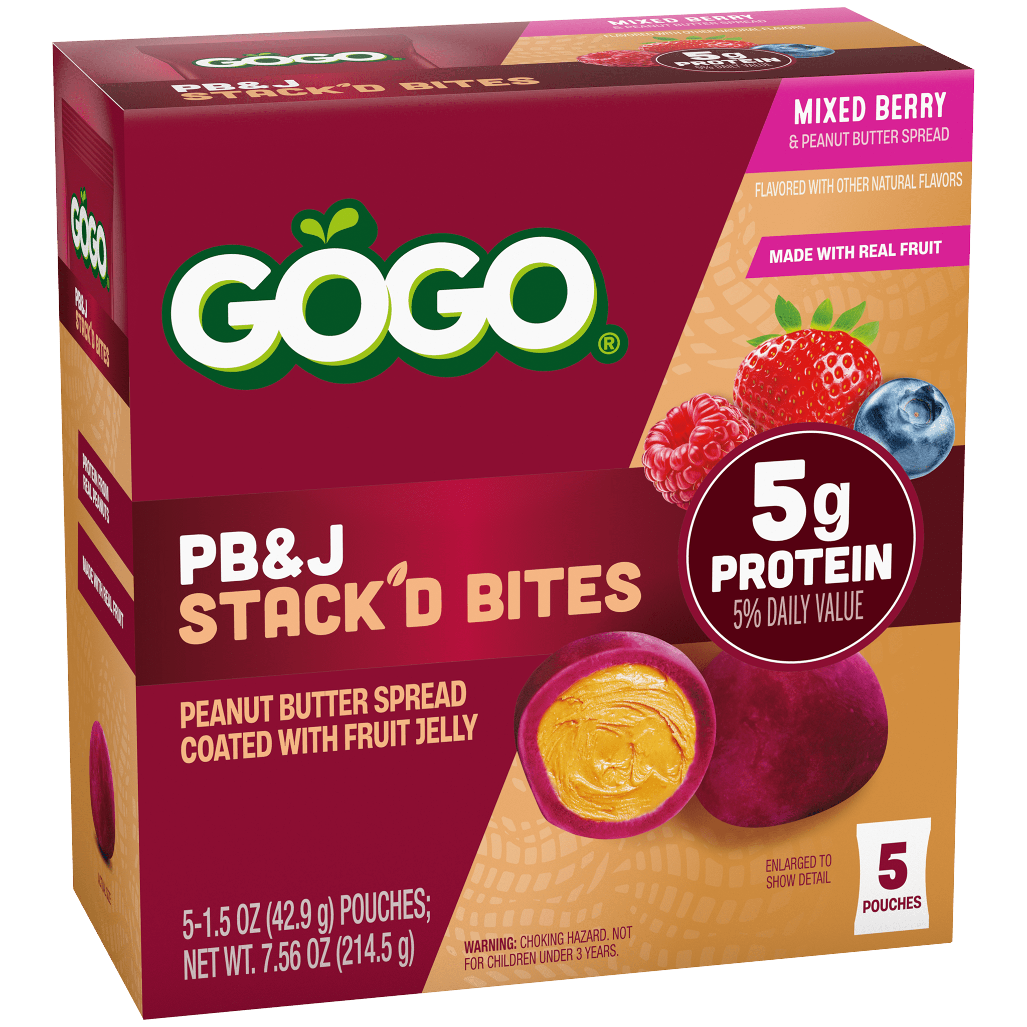 GoGo® PB&J Stack'd Bites Mixed Berry 5 Pack