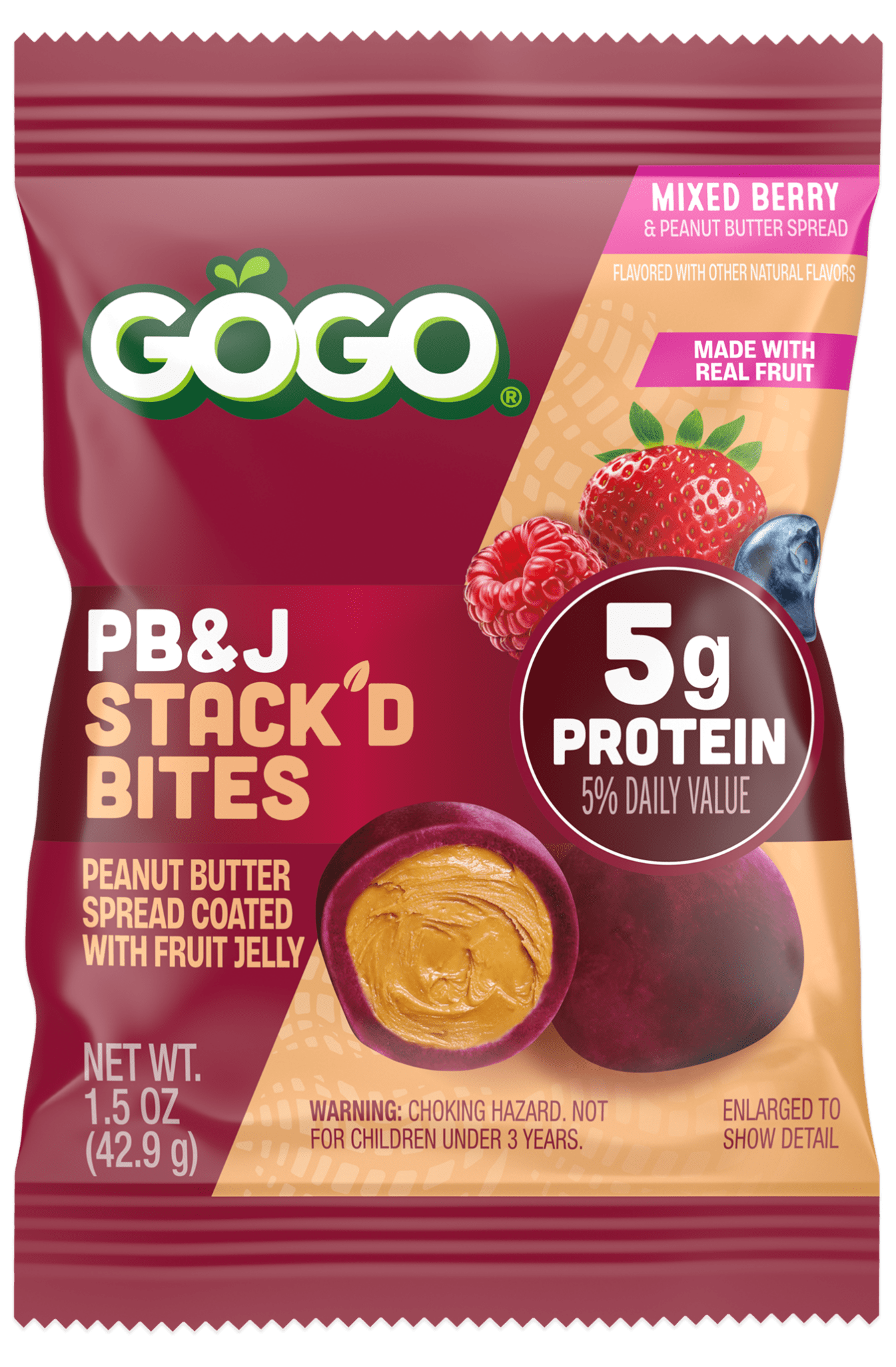 GoGo® PB&J Stack'd Bites Mixed Berry Pouch