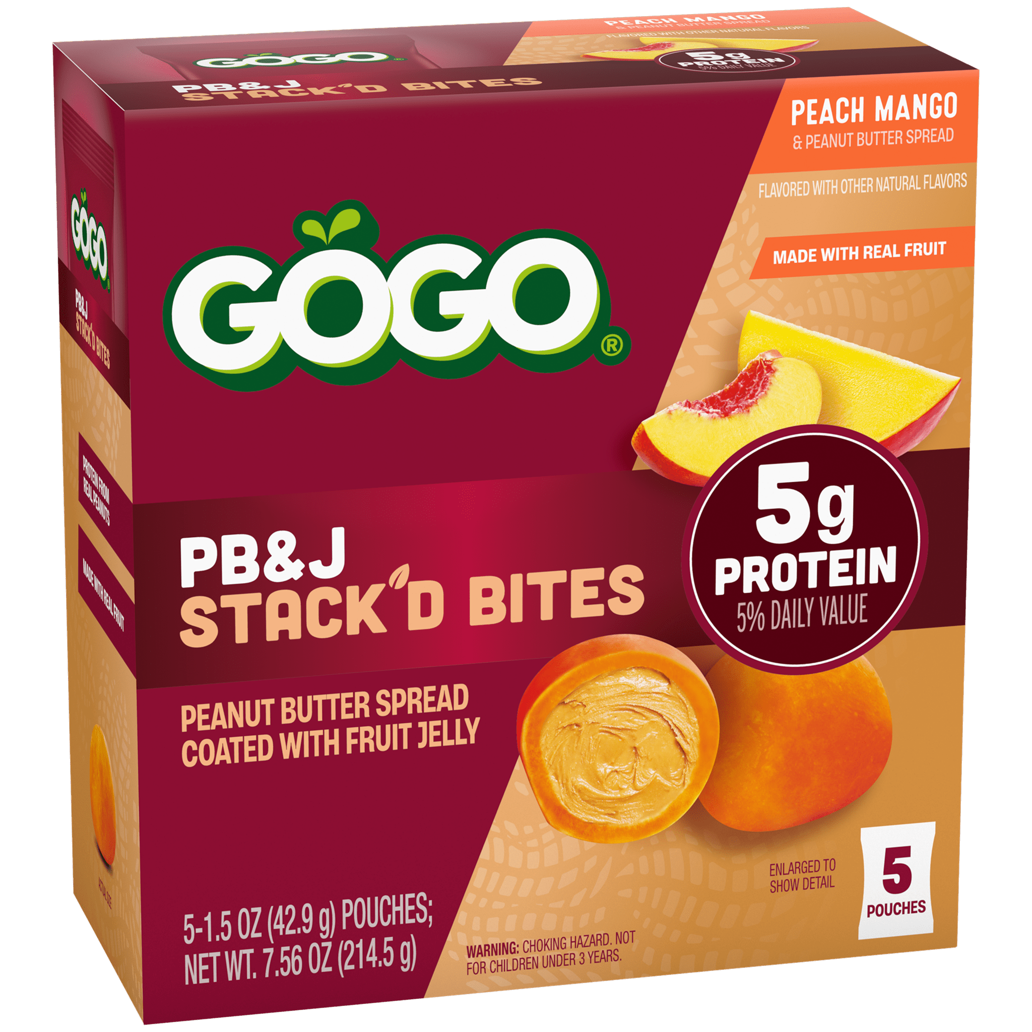 GoGo® PB&J Stack'd Bites Peach Mango 5 Pack