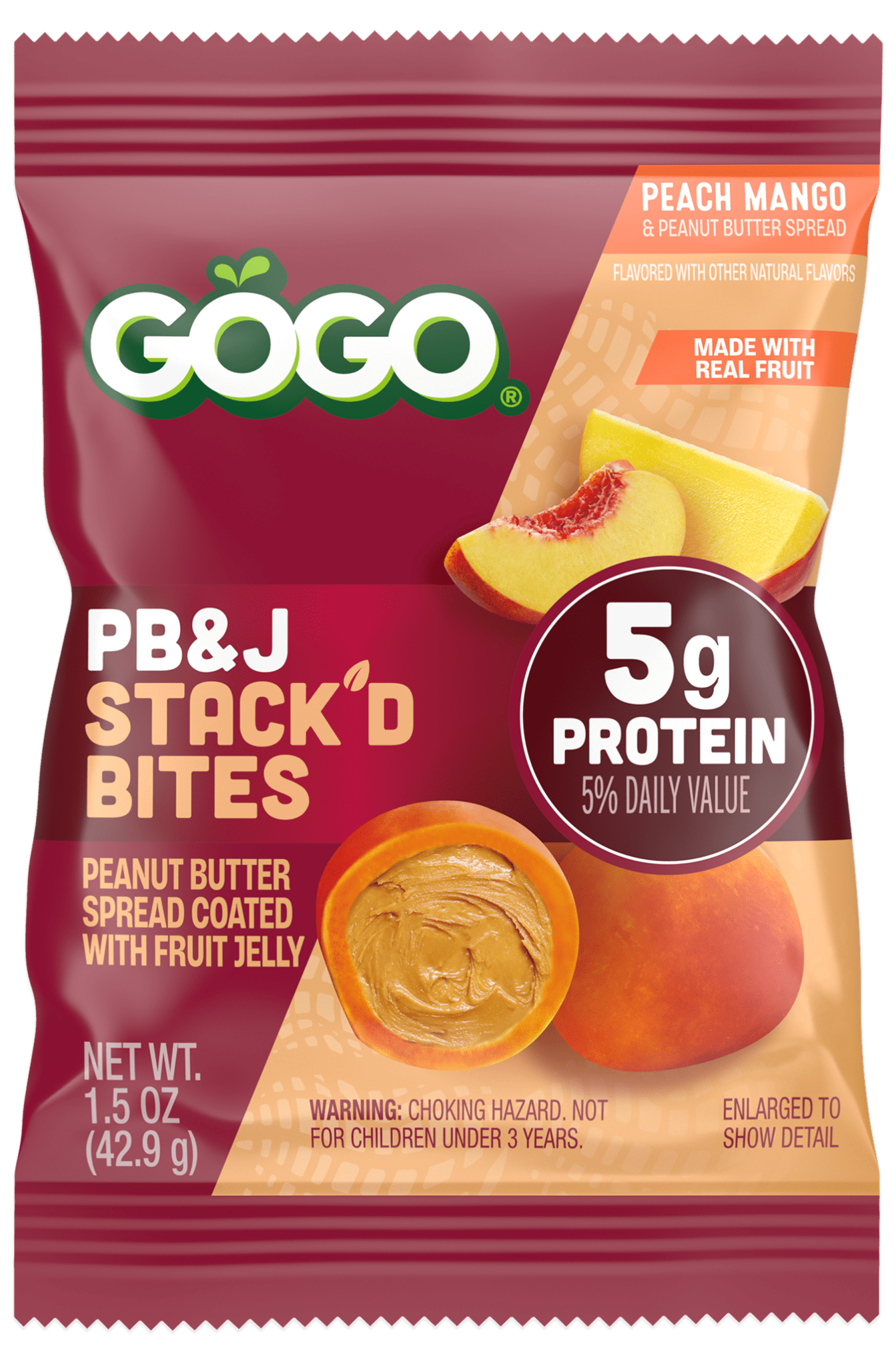 GoGo® PB&J Stack'd Bites Peach Mango Pouch