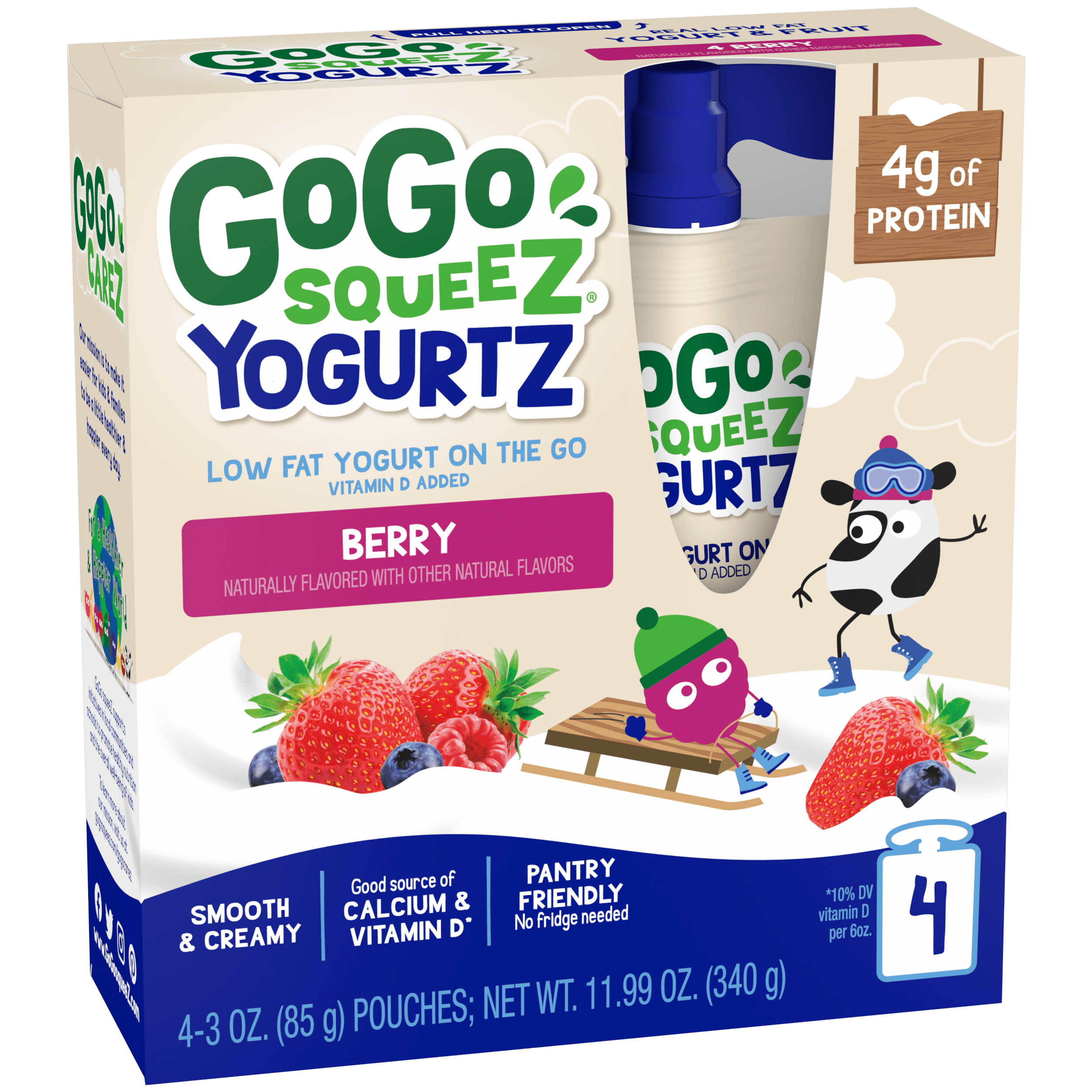 Gogo Squeez Pouches Yogurtz Berry 4 pack Product Box