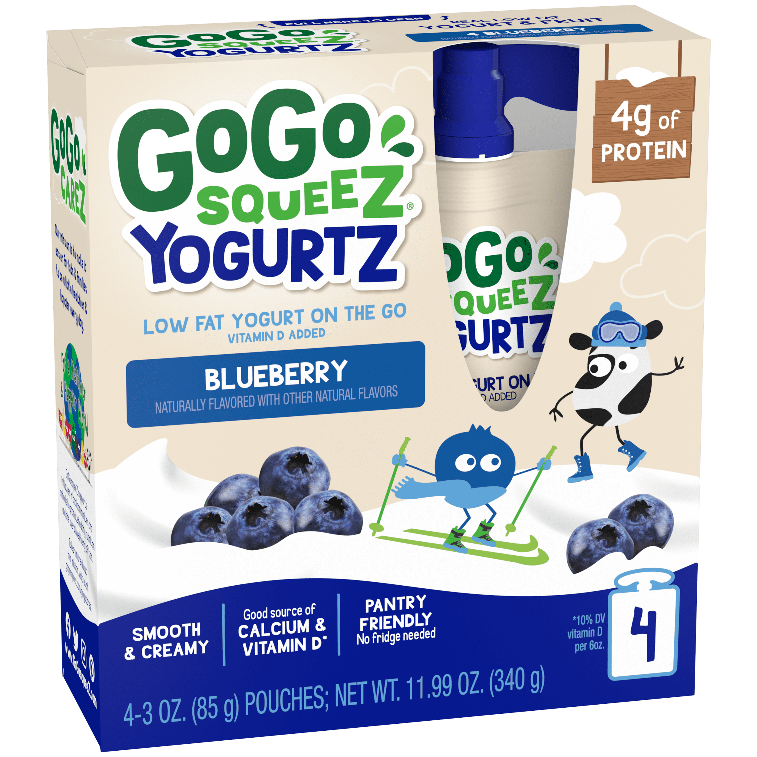 Gogo Squeez Pouches Yogurtz Blueberry 4 pack Product Box
