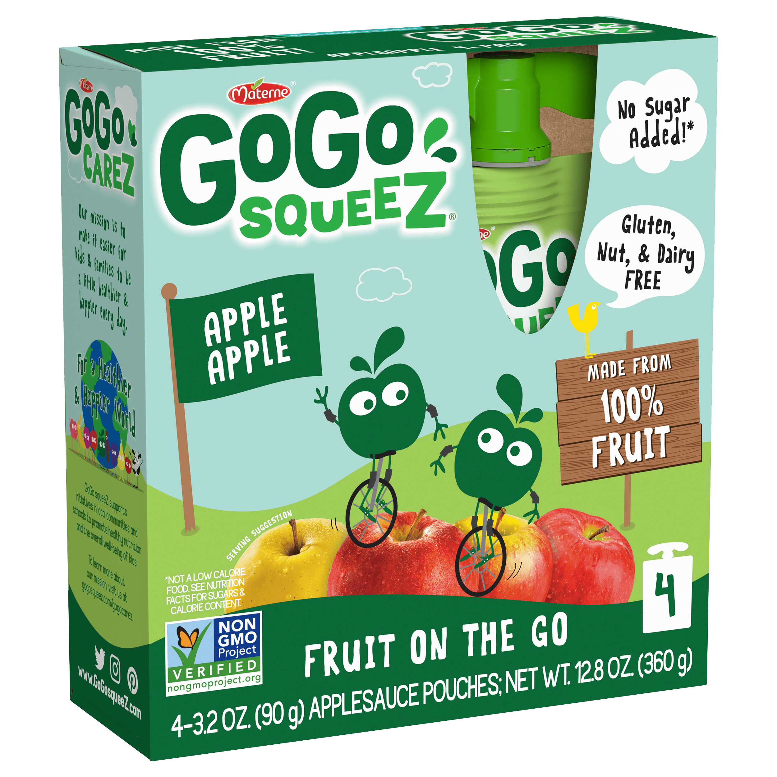 Gogo Squeez Pouches Fruit Blend Snack Apple Apple 4 pack Product Box
