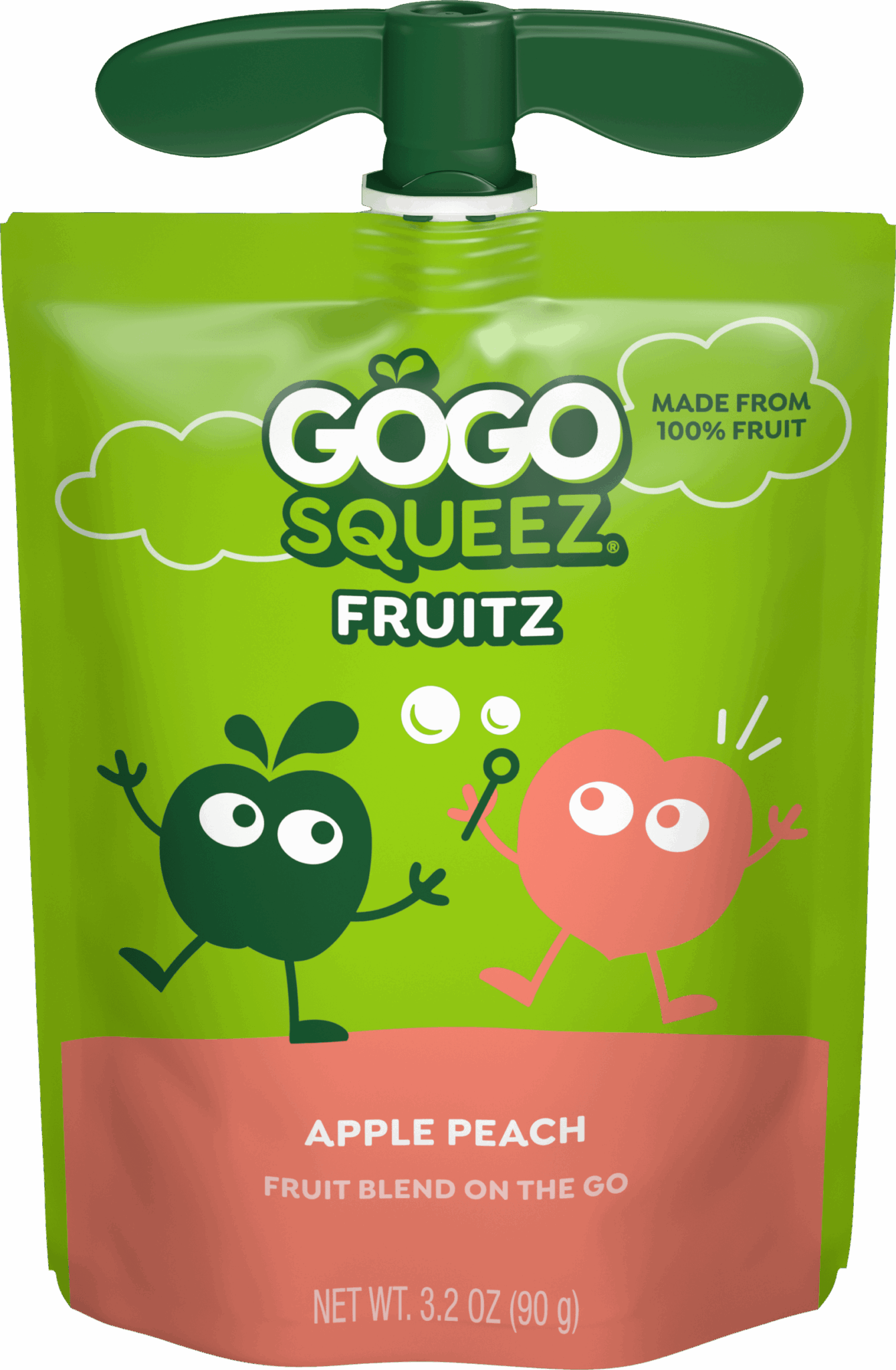 Gogo Squeez Applesauce Pouches Fruit Blend Snack Apple Peach Flavor with new logo