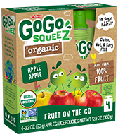 Gogo Squeez Pouches Fruit Blend Snack Organic Apple Apple 4 pack Product Box