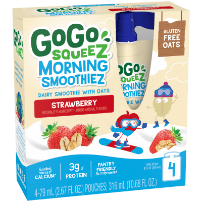 Gogo Squeez Pouches Morning SmoothieZ Strawberry 4 pack Product Box