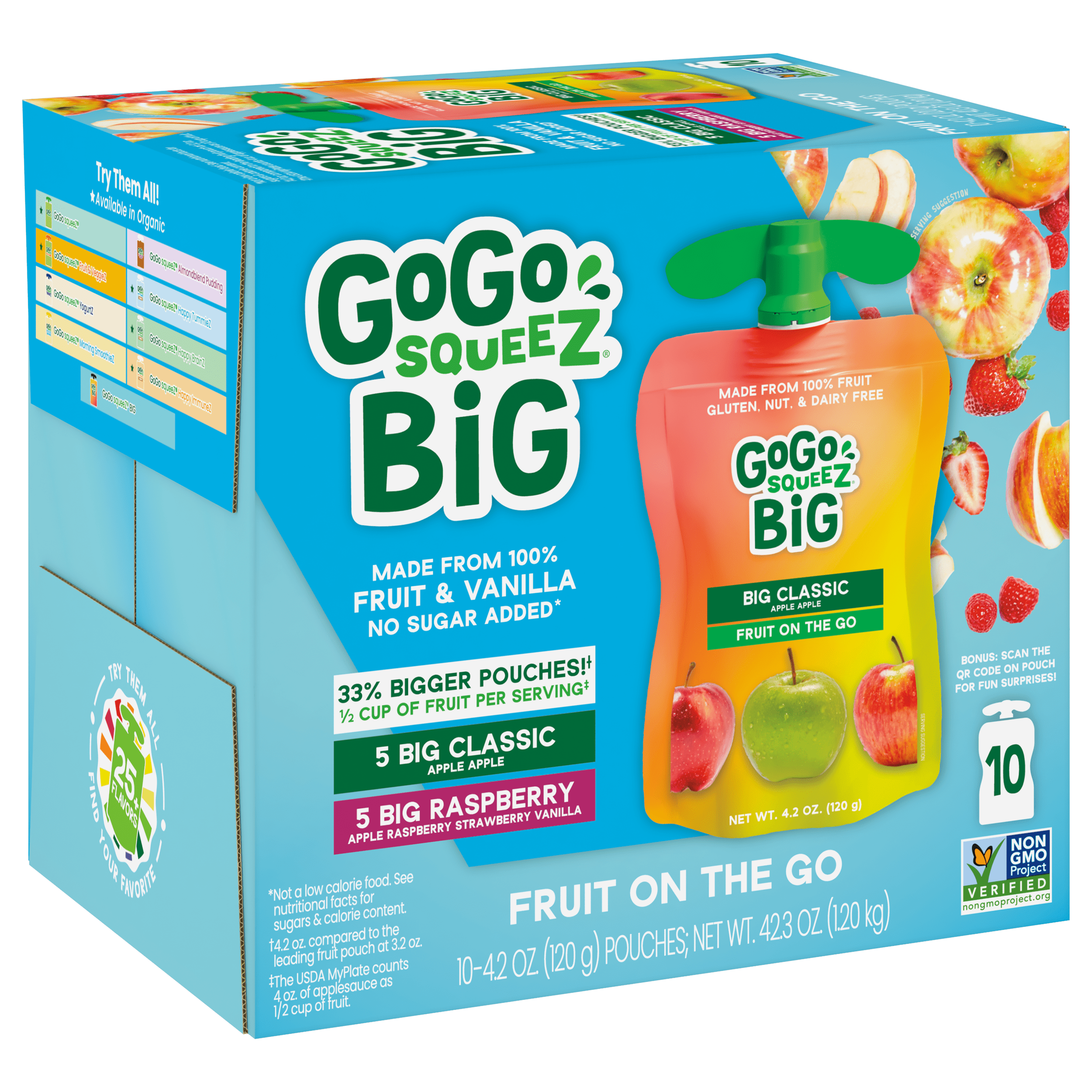 Gogo Squeez Pouches BIG squeeZ BIG Classic & BIG Raspberry 10 Pack Variety Pack Box