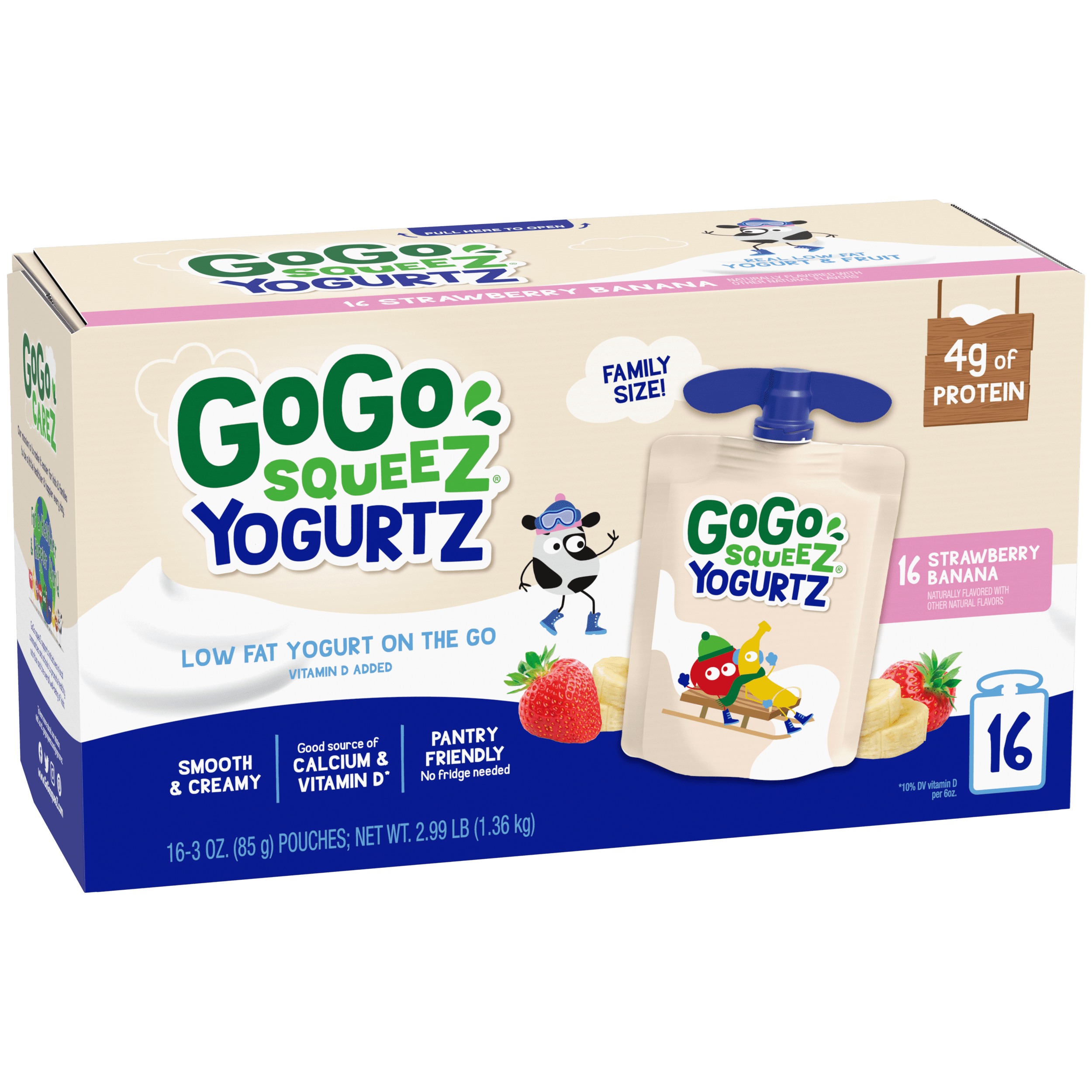 Gogo Squeez Pouches Yogurtz Strawberry Banana 16 Pack Product Box