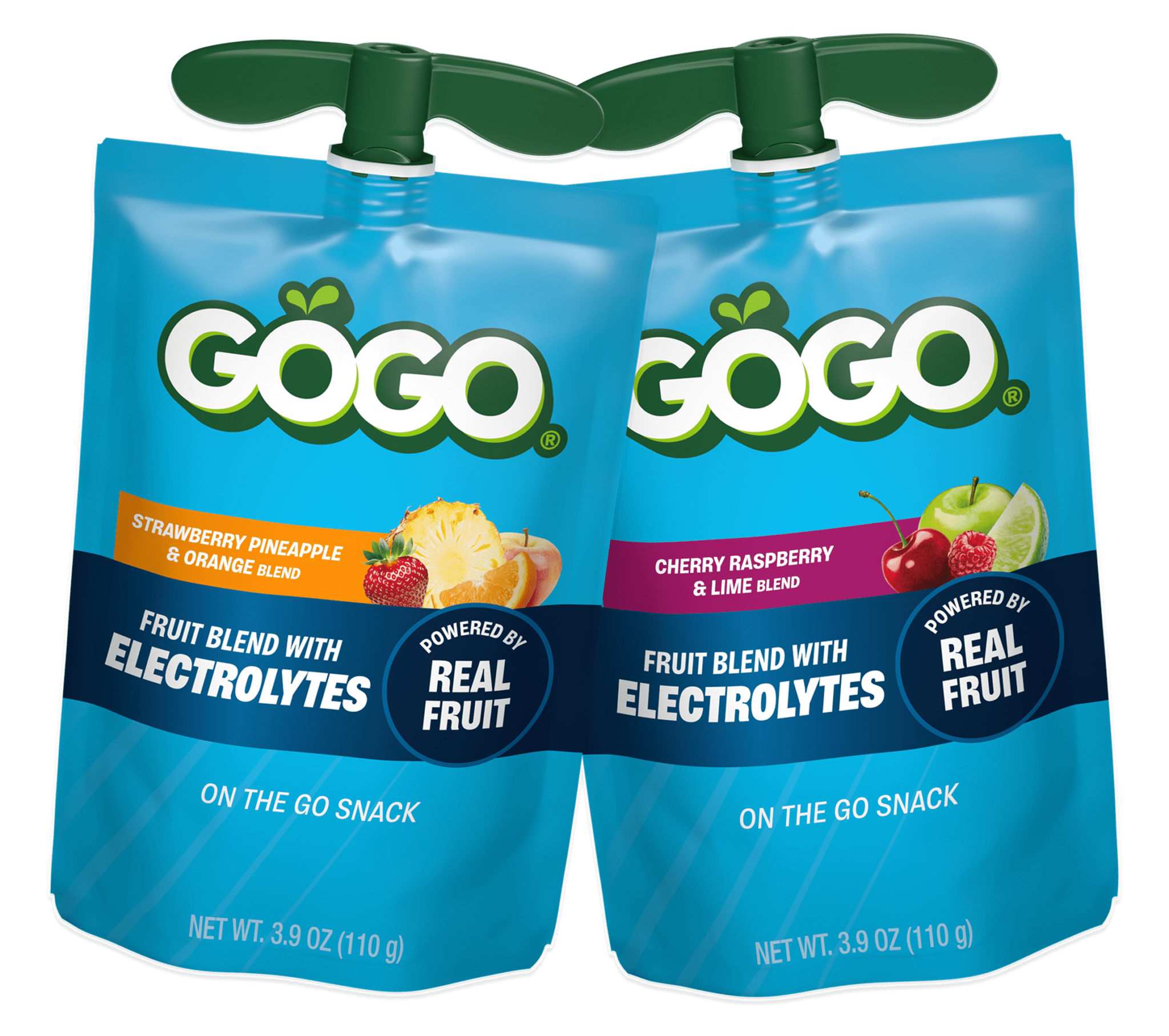 GoGo Electrolytes Variety Pack Strawberry Pineapple & Orange, Cherry Raspberry & Lime 2 Pouches