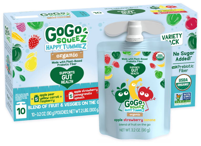 Gogo Squeez Pouches Happy tummieZ Organic Apple Strawberry Banana Flavor