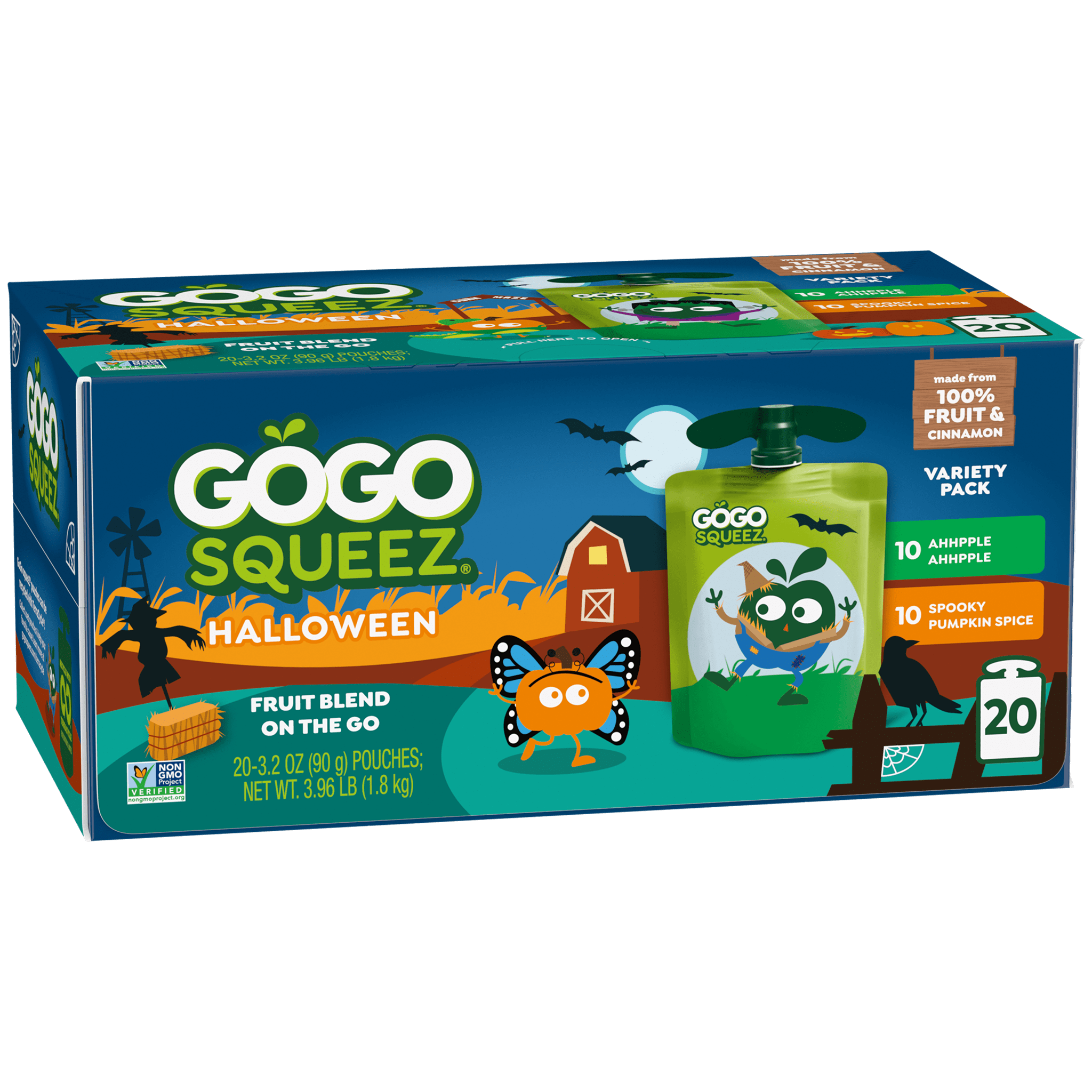 GoGo squeeZ Halloween Pack Ahhpple Ahhpple & Spooky Pumpkin Spice Product Box, 20 Count