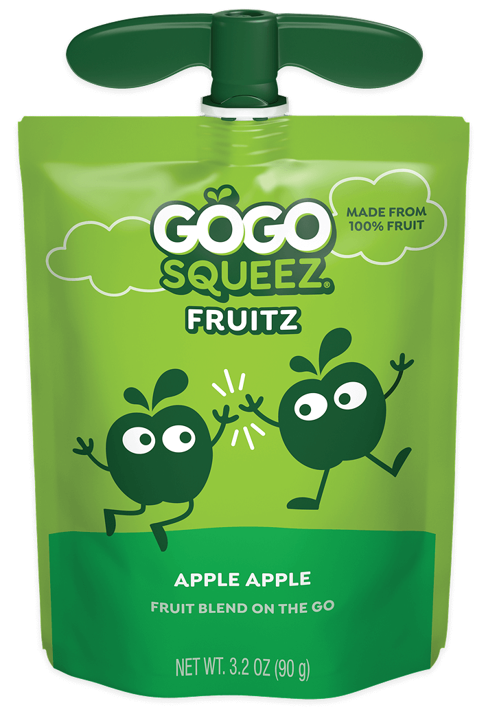 Gogo Squeez Pouches Fruit Blend Snack Apple Apple Applesauce Flavor with new logo